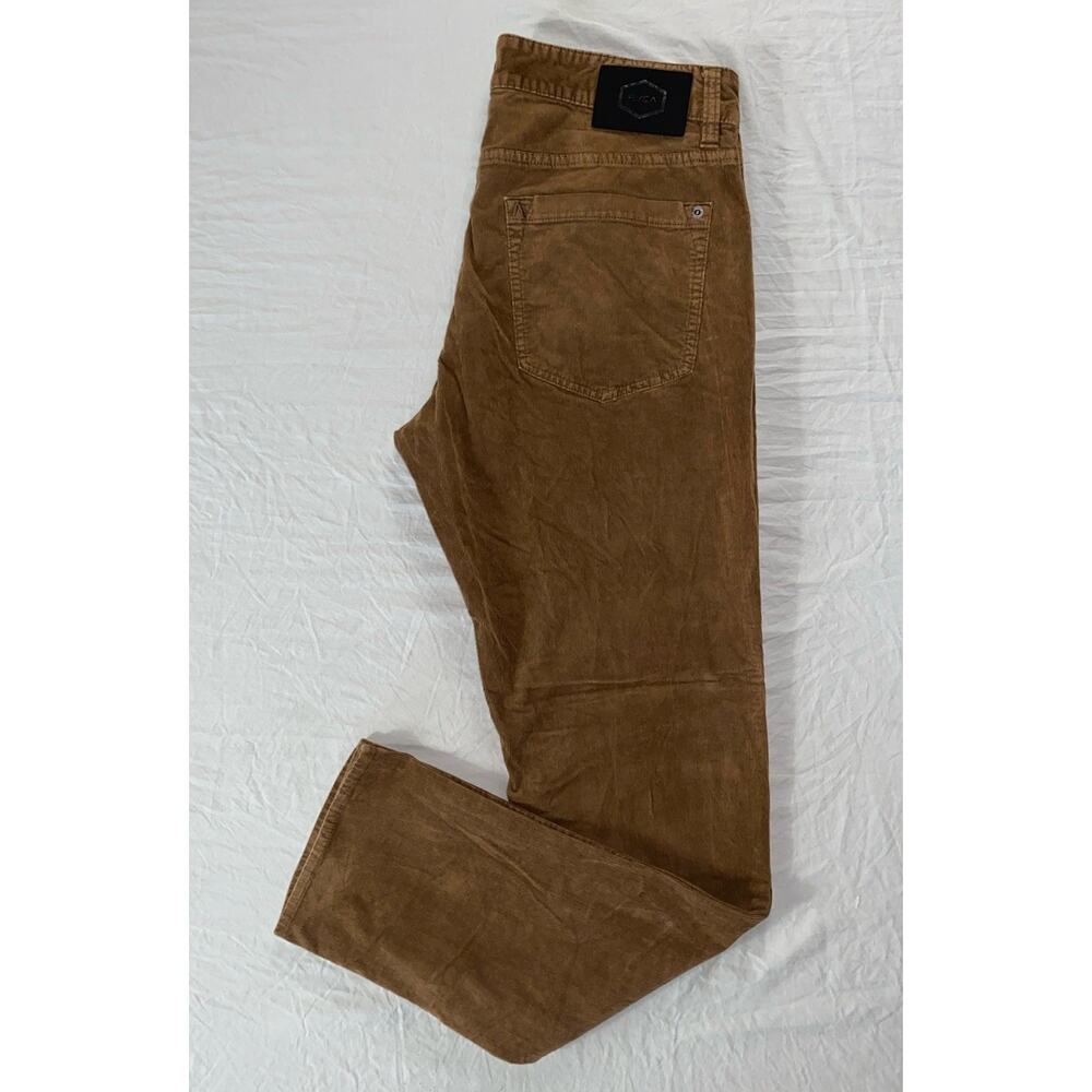 RVCA 5-Pocket Jean Style Daggers Pigment Cord. Brown, Men's 31X31. GUC!!